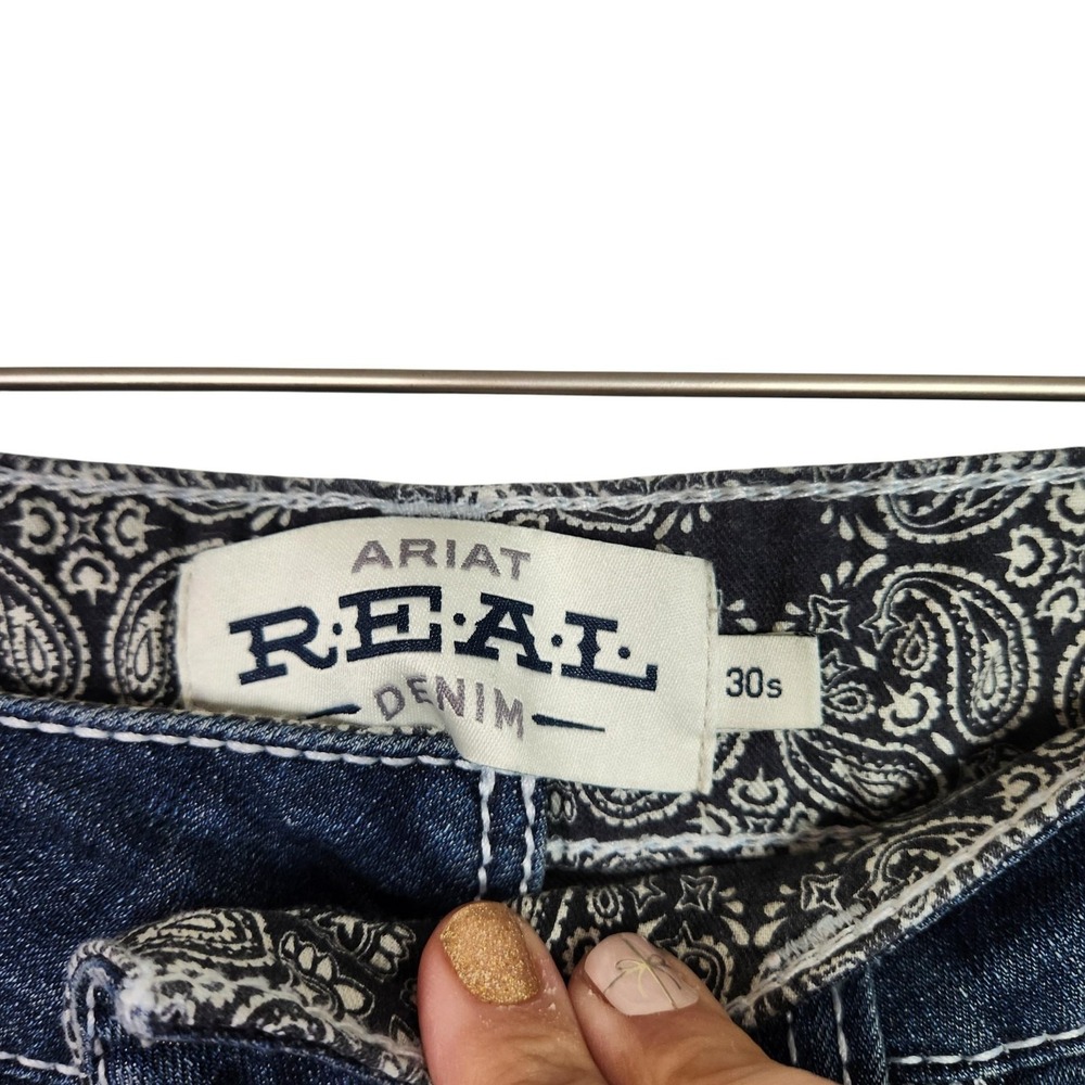 Ariat REAL Jeans Womens 30 Short Dark Wash Bootcut Denim Western Stitch - Picture 5 of 9
